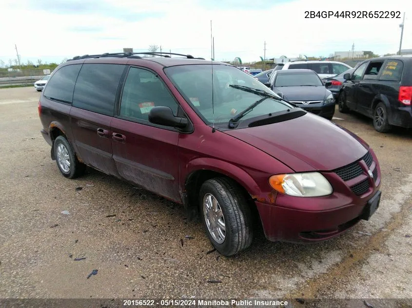 2002 Dodge Grand Caravan Sport VIN: 2B4GP44R92R652292 Lot: 20156522