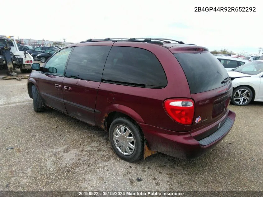 2002 Dodge Grand Caravan Sport VIN: 2B4GP44R92R652292 Lot: 20156522