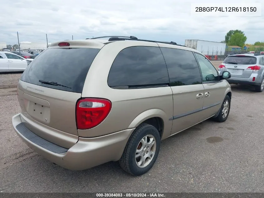 2B8GP74L12R618150 2002 Dodge Grand Caravan Ex