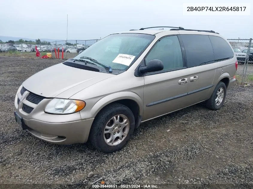 2002 Dodge Grand Caravan Ex VIN: 2B4GP74LX2R645817 Lot: 39449651