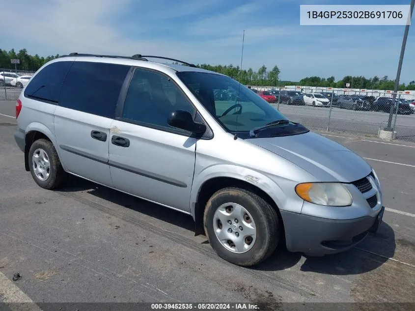 2002 Dodge Caravan Se VIN: 1B4GP25302B691706 Lot: 39452535