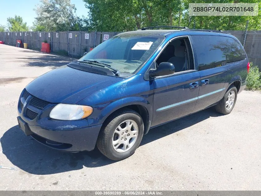 2B8GP74L02R701648 2002 Dodge Grand Caravan Ex