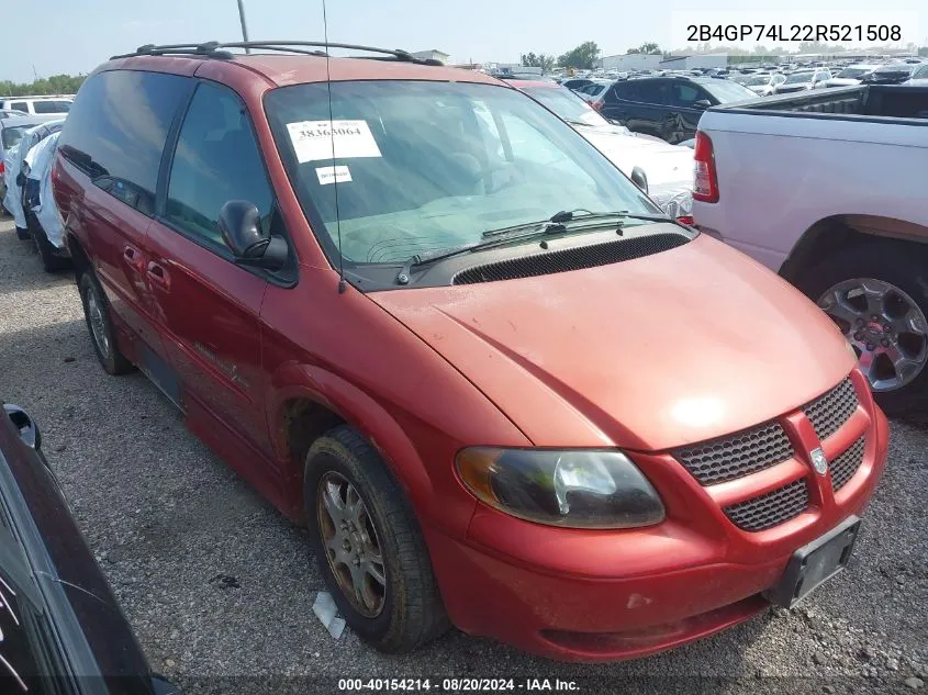 2002 Dodge Caravan Ex VIN: 2B4GP74L22R521508 Lot: 40154214