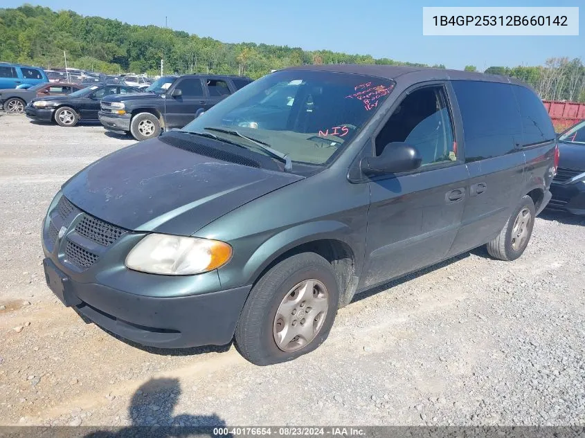 2002 Dodge Caravan Se VIN: 1B4GP25312B660142 Lot: 40176654