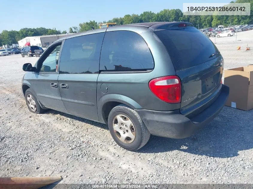 2002 Dodge Caravan Se VIN: 1B4GP25312B660142 Lot: 40176654