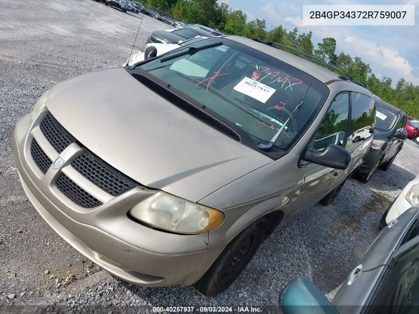 2002 Dodge Grand Caravan El VIN: 2B4GP34372R759007 Lot: 40257937