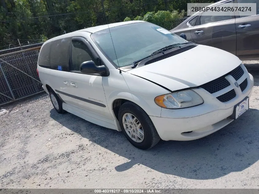 2002 Dodge Grand Caravan Sport VIN: 2B8GP44342R674274 Lot: 40319217