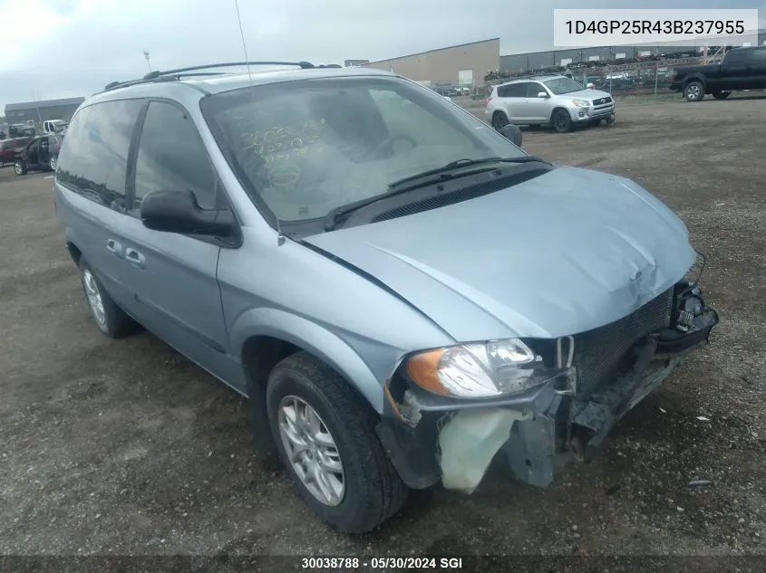 2003 Dodge Caravan Se VIN: 1D4GP25R43B237955 Lot: 30038788