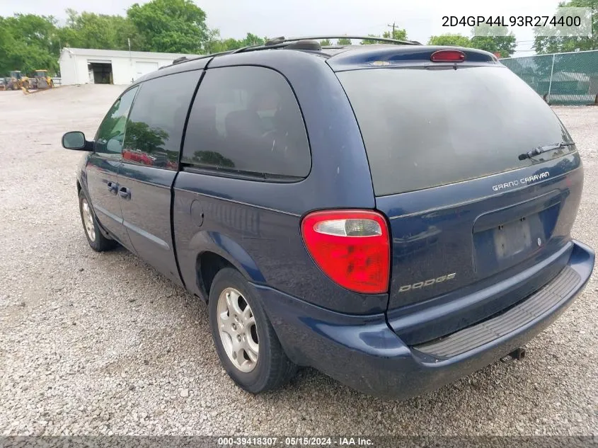 2003 Dodge Grand Caravan Sport VIN: 2D4GP44L93R274400 Lot: 39418307