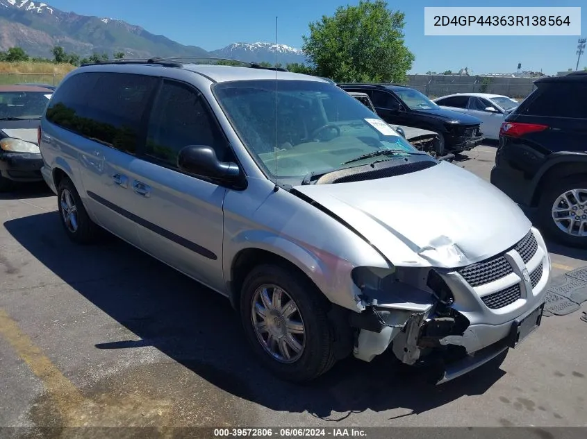 2003 Dodge Grand Caravan Sport VIN: 2D4GP44363R138564 Lot: 39572806