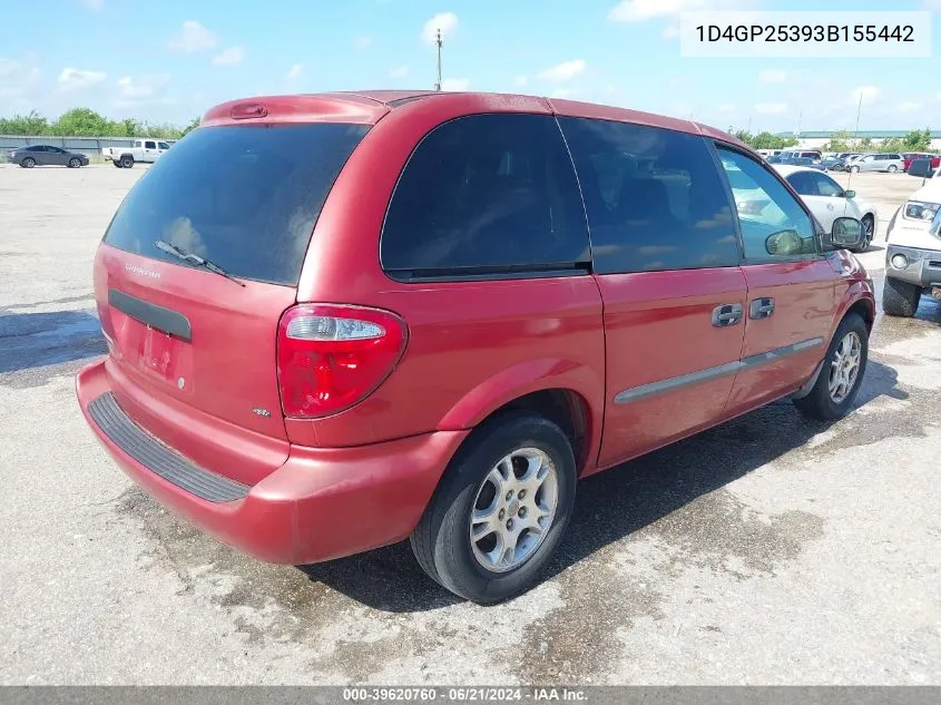 2003 Dodge Caravan Se VIN: 1D4GP25393B155442 Lot: 39620760