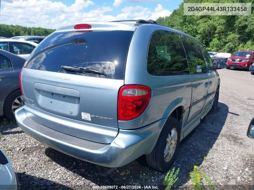 2003 Dodge Grand Caravan Sport VIN: 2D4GP44L43R133458 Lot: 39689072