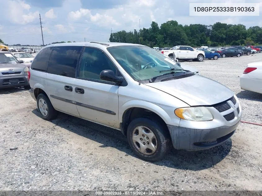 2003 Dodge Caravan Se VIN: 1D8GP25333B190363 Lot: 39802935