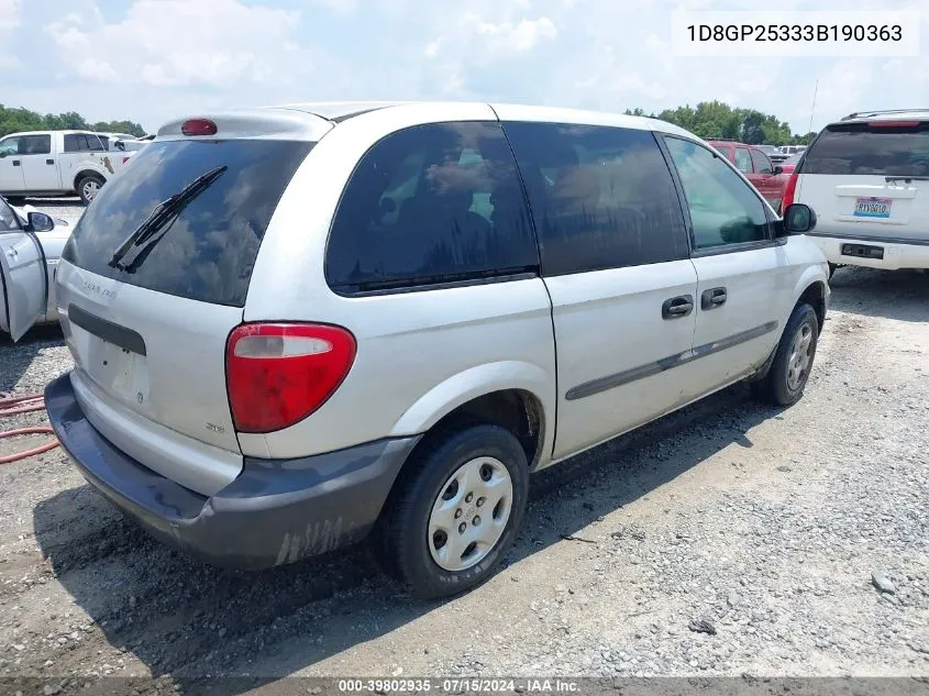 2003 Dodge Caravan Se VIN: 1D8GP25333B190363 Lot: 39802935