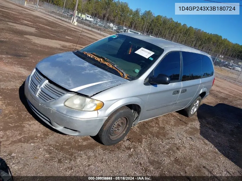 2003 Dodge Grand Caravan Se VIN: 1D4GP243X3B180724 Lot: 39914443