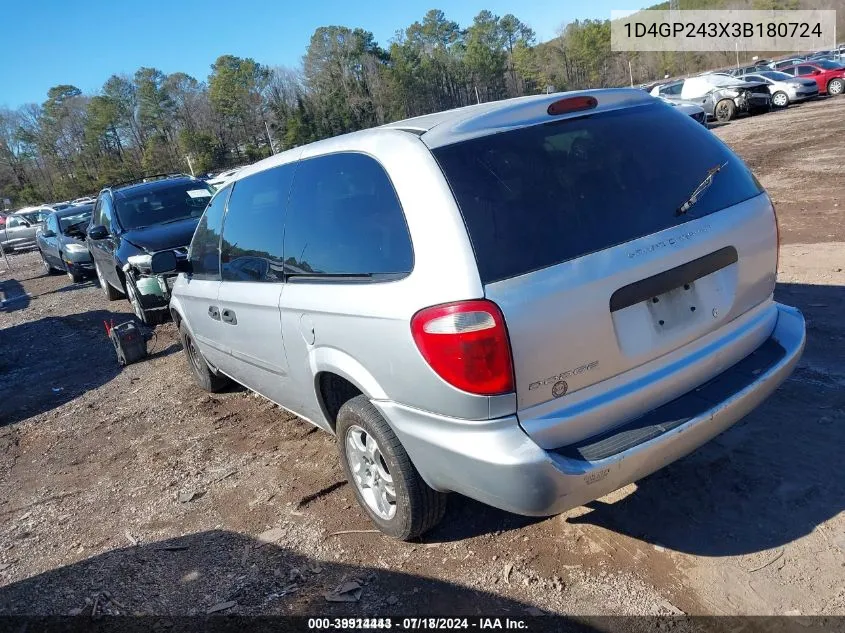 2003 Dodge Grand Caravan Se VIN: 1D4GP243X3B180724 Lot: 39914443