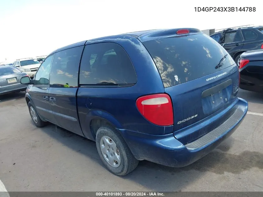 2003 Dodge Grand Caravan Se VIN: 1D4GP243X3B144788 Lot: 40101893