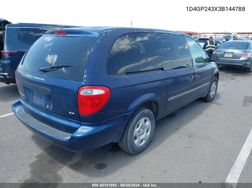 2003 Dodge Grand Caravan Se VIN: 1D4GP243X3B144788 Lot: 40101893