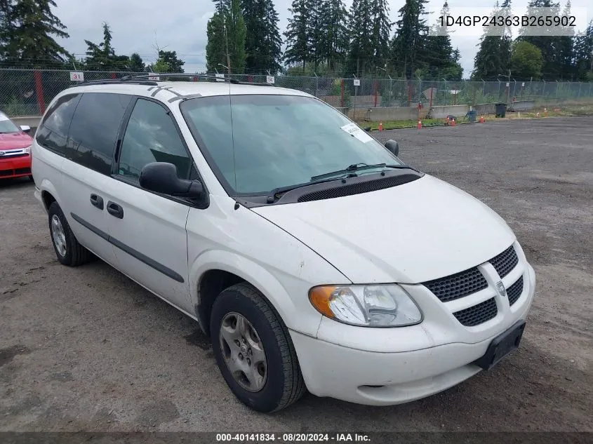 2003 Dodge Grand Caravan Se VIN: 1D4GP24363B265902 Lot: 40141834