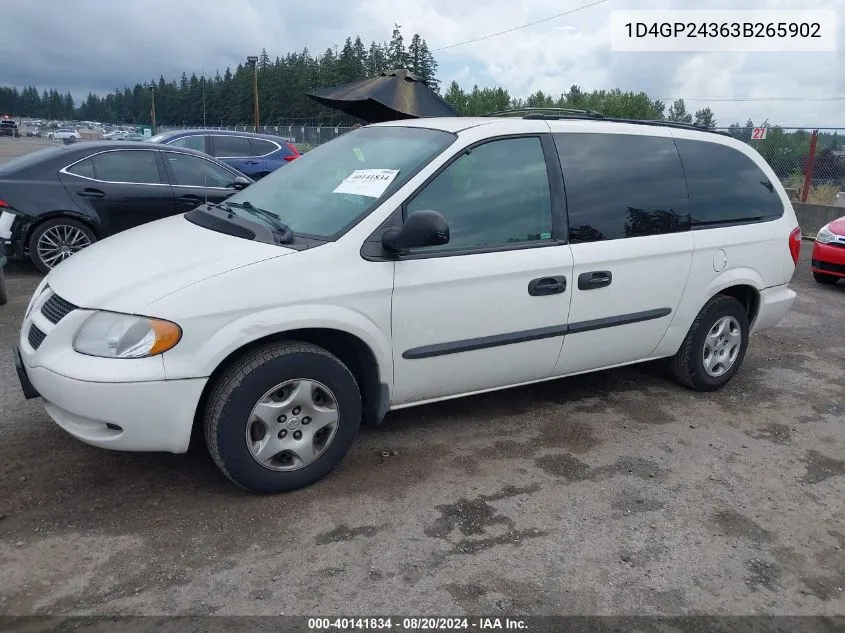 2003 Dodge Grand Caravan Se VIN: 1D4GP24363B265902 Lot: 40141834