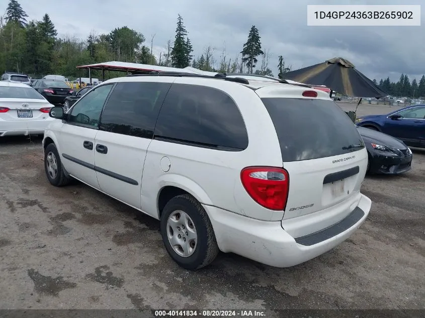 2003 Dodge Grand Caravan Se VIN: 1D4GP24363B265902 Lot: 40141834