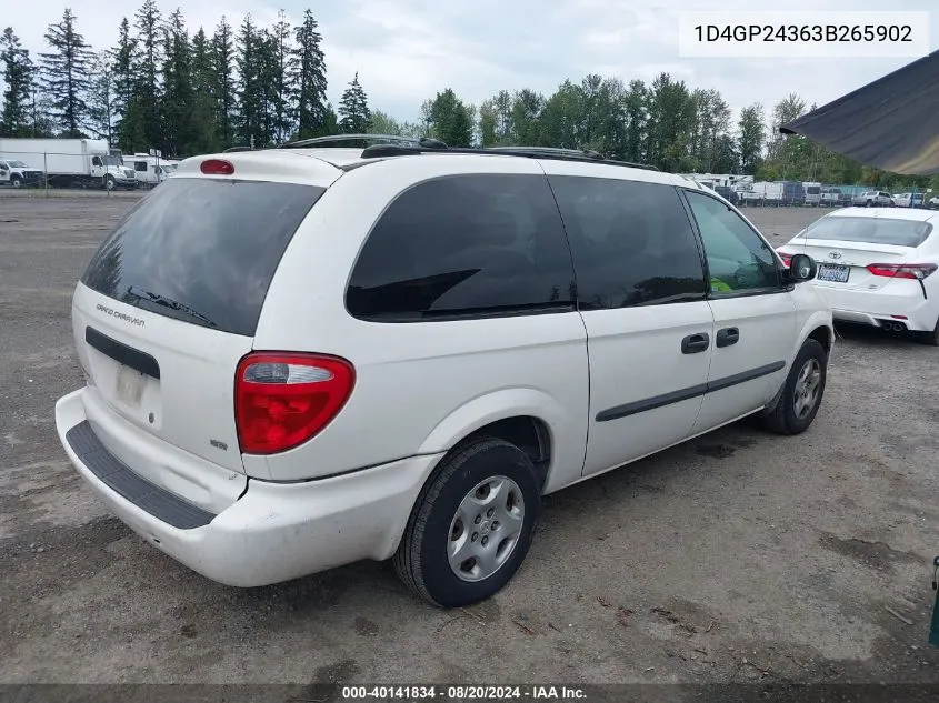 2003 Dodge Grand Caravan Se VIN: 1D4GP24363B265902 Lot: 40141834