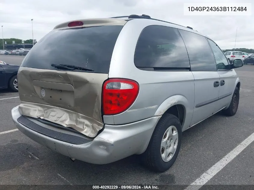 2003 Dodge Grand Caravan Se VIN: 1D4GP24363B112484 Lot: 40292229