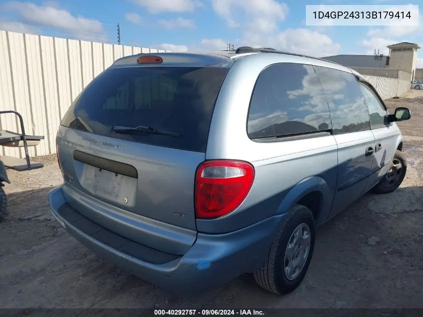 2003 Dodge Grand Caravan Se VIN: 1D4GP24313B179414 Lot: 40292757