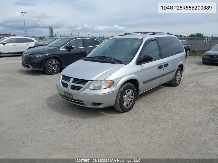 2005 Dodge Caravan Se VIN: 1D4GP25R65B200389 Lot: 12007857