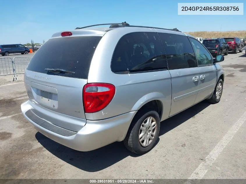 2005 Dodge Grand Caravan Se VIN: 2D4GP24R65R308756 Lot: 39531951