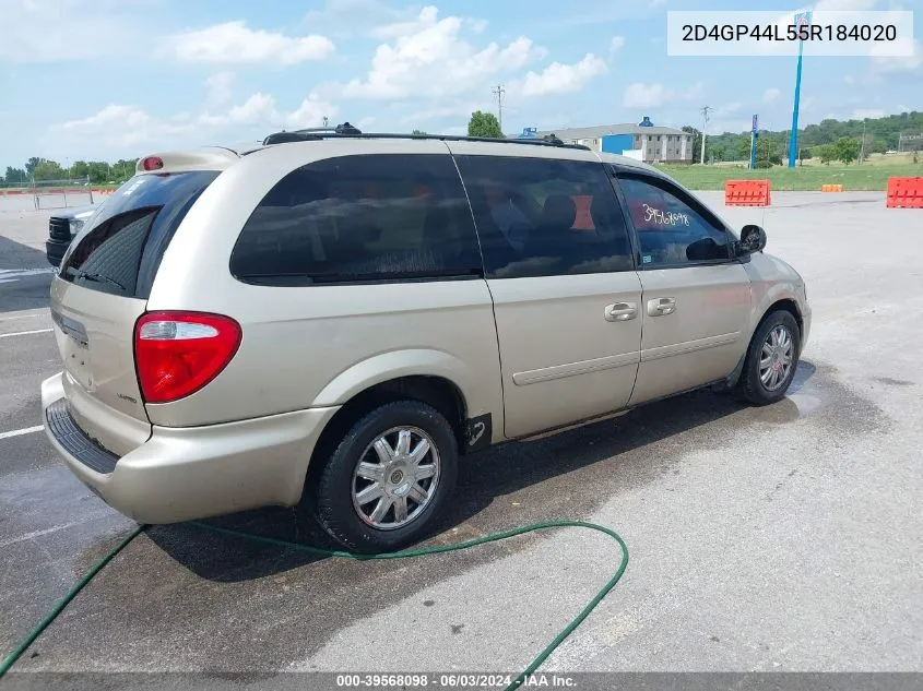 2005 Dodge Grand Caravan Sxt VIN: 2D4GP44L55R184020 Lot: 39568098