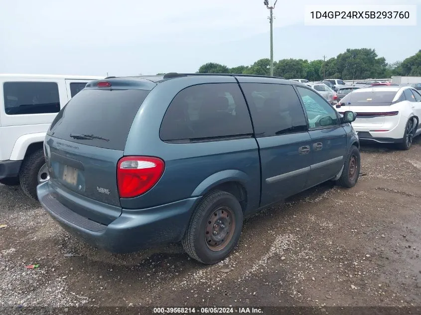 2005 Dodge Grand Caravan Se VIN: 1D4GP24RX5B293760 Lot: 39568214