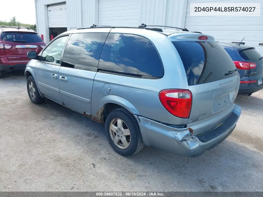 2005 Dodge Grand Caravan Sxt VIN: 2D4GP44L85R574027 Lot: 39607522