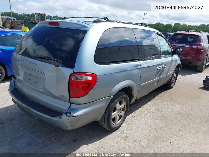 2005 Dodge Grand Caravan Sxt VIN: 2D4GP44L85R574027 Lot: 39607522