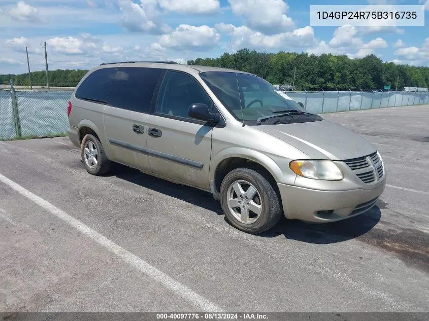 2005 Dodge Grand Caravan Se VIN: 1D4GP24R75B316735 Lot: 40097776