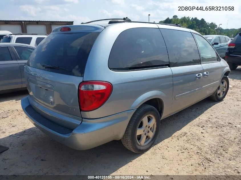 2005 Dodge Grand Caravan Sxt VIN: 2D8GP44L65R321058 Lot: 40125135