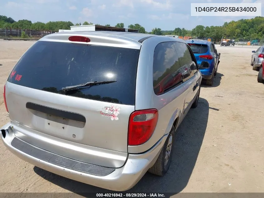 2005 Dodge Grand Caravan Se VIN: 1D4GP24R25B434000 Lot: 40216942