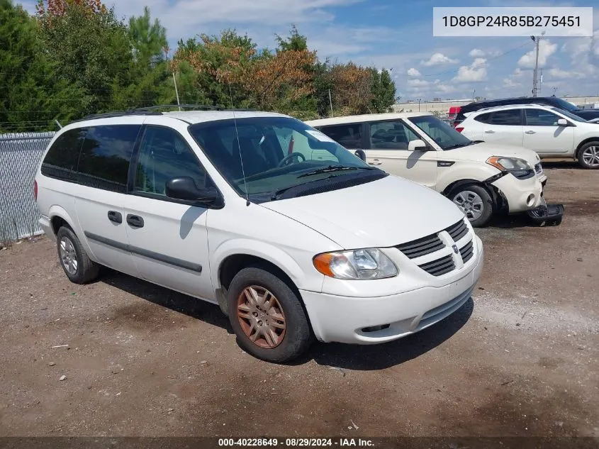 2005 Dodge Grand Caravan Se VIN: 1D8GP24R85B275451 Lot: 40228649