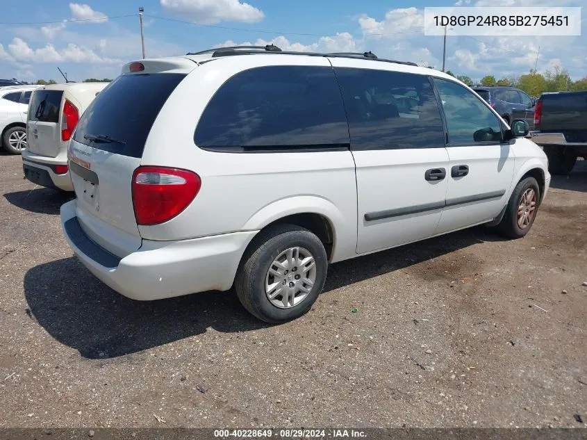 2005 Dodge Grand Caravan Se VIN: 1D8GP24R85B275451 Lot: 40228649