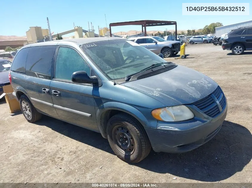 2005 Dodge Caravan Se VIN: 1D4GP25B65B432512 Lot: 40261074