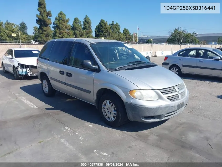 2005 Dodge Caravan Se VIN: 1D4GP25BX5B316441 Lot: 40277938