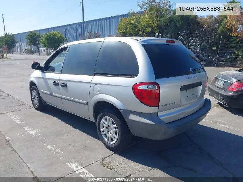 2005 Dodge Caravan Se VIN: 1D4GP25BX5B316441 Lot: 40277938