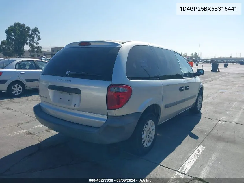 1D4GP25BX5B316441 2005 Dodge Caravan Se