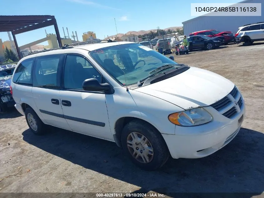 2005 Dodge Grand Caravan Se VIN: 1D4GP24R85B116138 Lot: 40297613