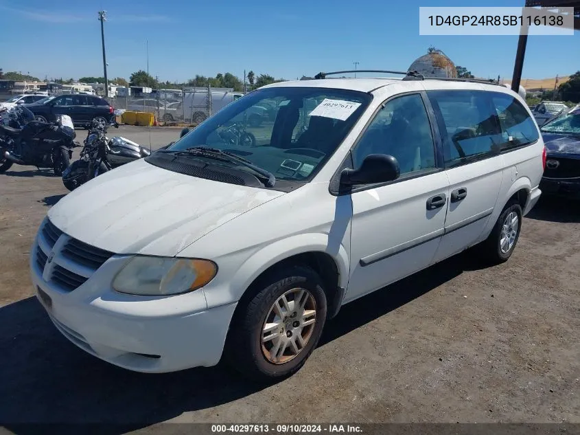 2005 Dodge Grand Caravan Se VIN: 1D4GP24R85B116138 Lot: 40297613