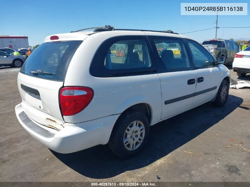 2005 Dodge Grand Caravan Se VIN: 1D4GP24R85B116138 Lot: 40297613