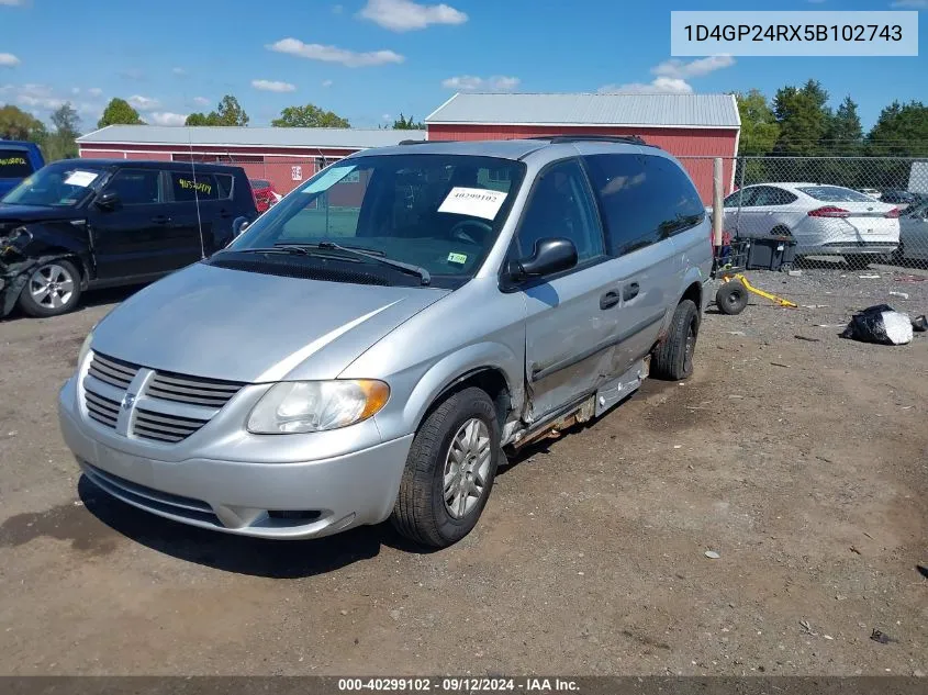 2005 Dodge Grand Caravan Se VIN: 1D4GP24RX5B102743 Lot: 40299102