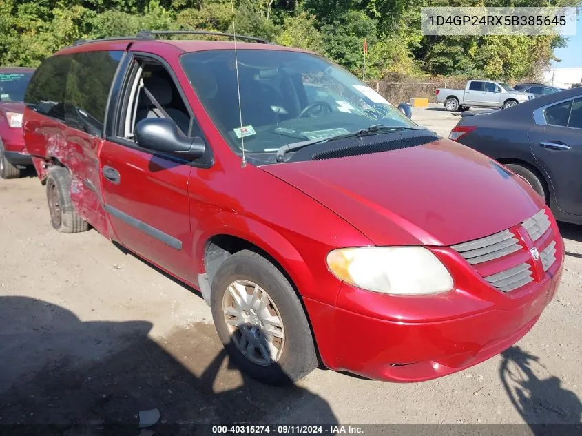 2005 Dodge Grand Caravan Se VIN: 1D4GP24RX5B385645 Lot: 40315274