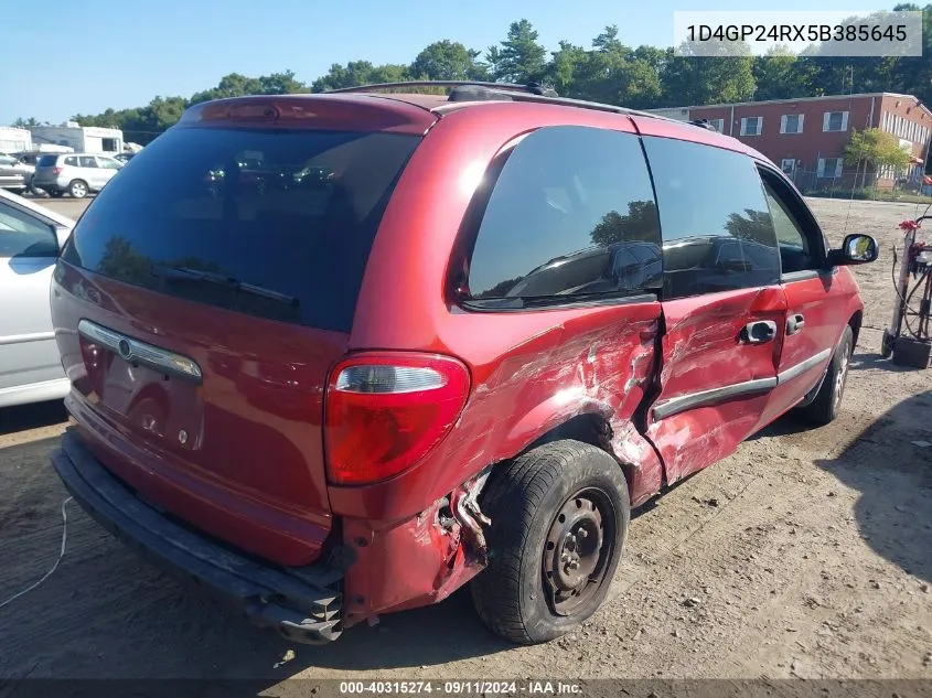 2005 Dodge Grand Caravan Se VIN: 1D4GP24RX5B385645 Lot: 40315274