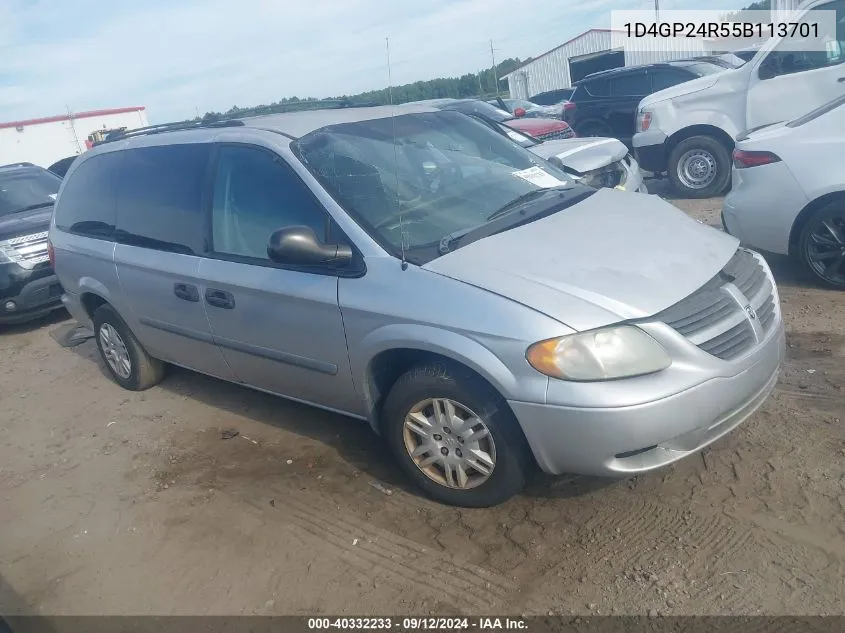 2005 Dodge Grand Caravan Se VIN: 1D4GP24R55B113701 Lot: 40332233